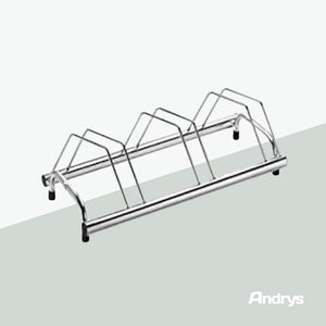 Andrys Rastrelliera Biciclette 3 Posti Inclinato con Tappi - Argento