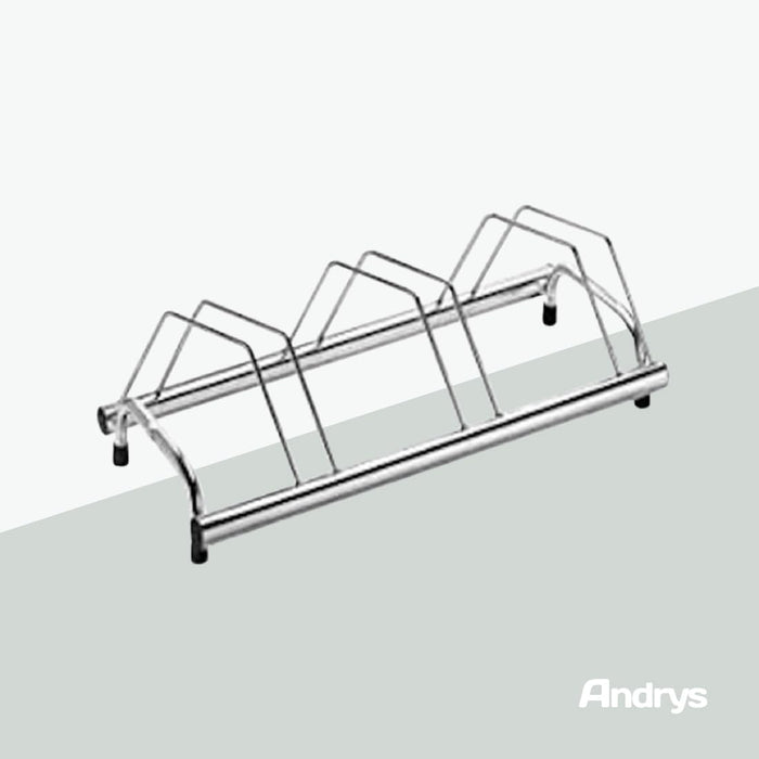 Andrys Rastrelliera Biciclette 3 Posti Inclinato con Tappi - Argento