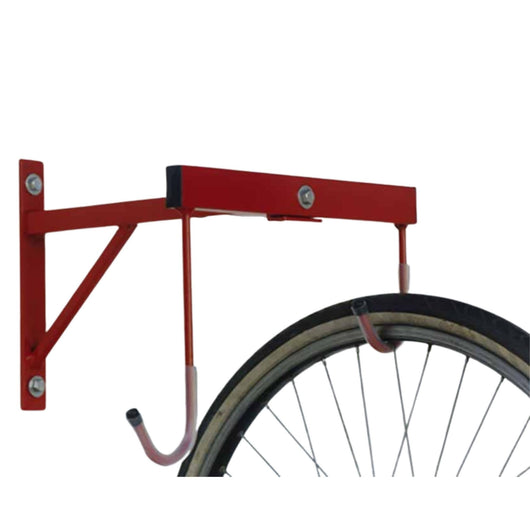 Andrys Porta Bici Parete 2 Posti Smontabile con Staffa Rosso Verniciato