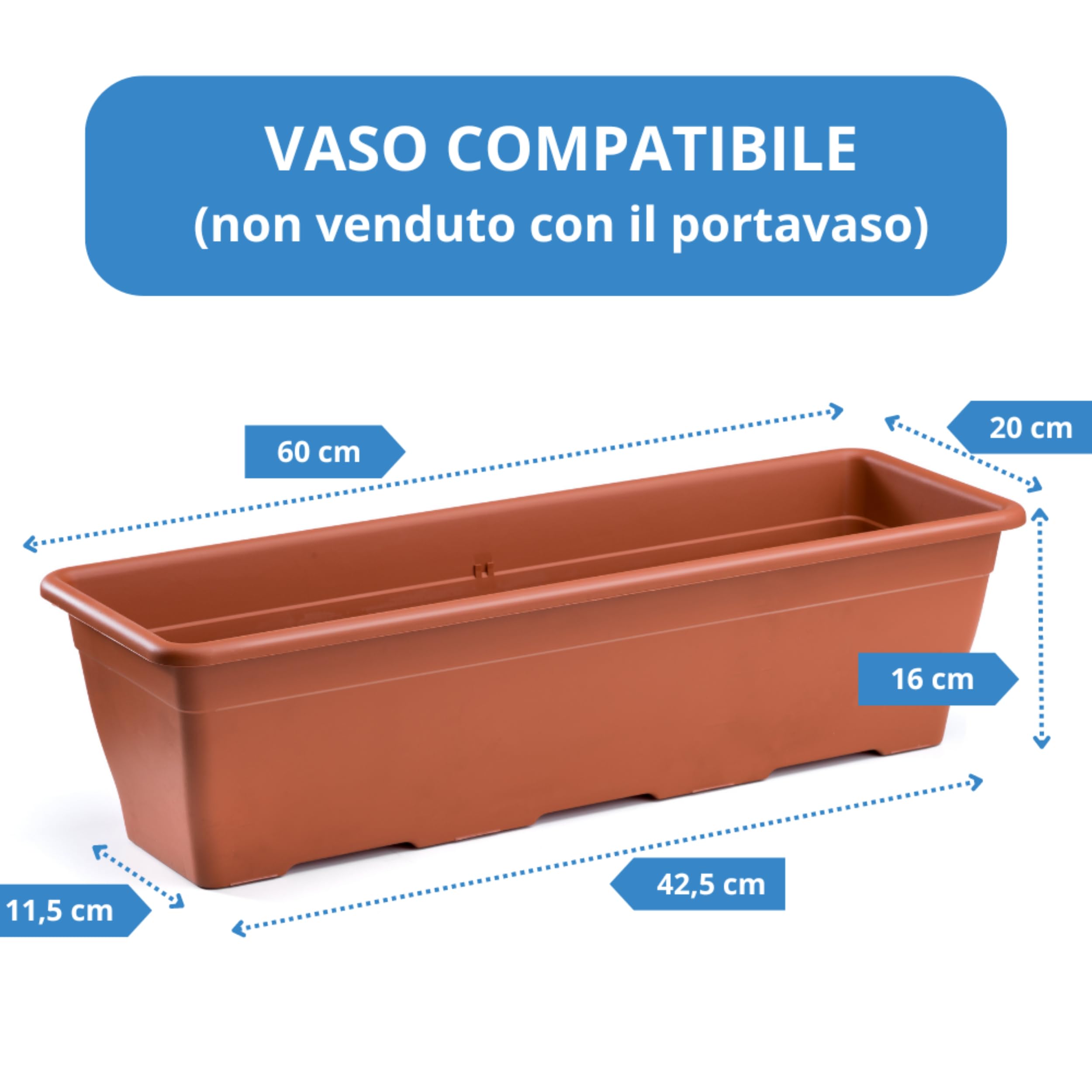 Andrys Portavaso da Fiori per Vasi da 60cm - Fioriera in Acciaio (Bianco)