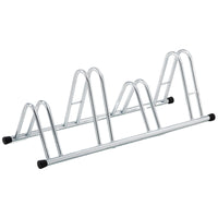 Andrys Rastrelliera Bici 4 Posti Alto/Basso Ruote 6cm Zincato Argento