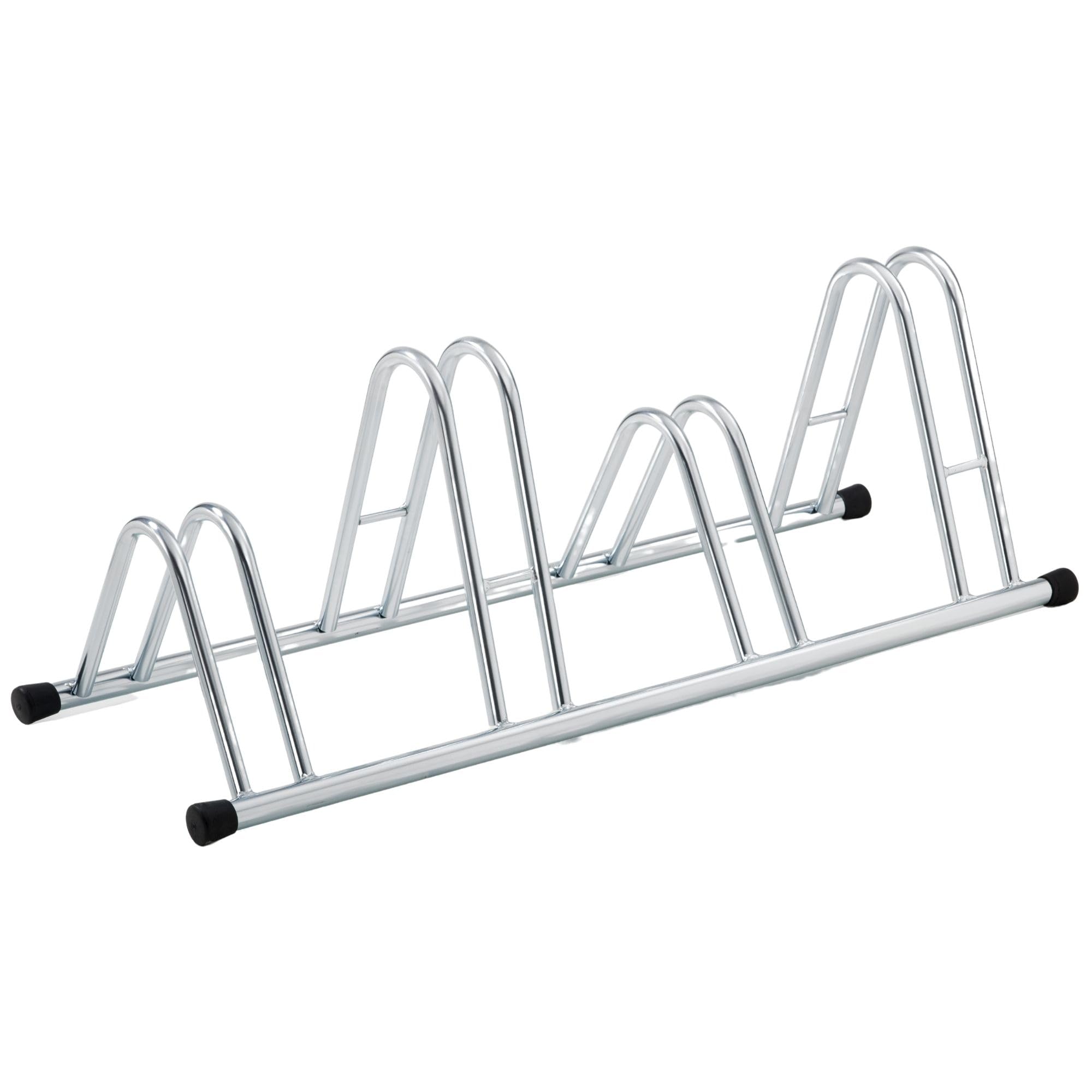 Andrys Rastrelliera Bici 4 Posti Alto/Basso Ruote 6cm Zincato Argento