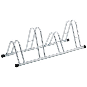 Andrys Rastrelliera Bici 4 Posti Alto/Basso Ruote 6cm Zincato Argento