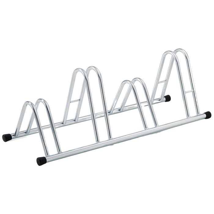 Andrys Rastrelliera Bici 4 Posti Alto/Basso Ruote 6cm Zincato Argento