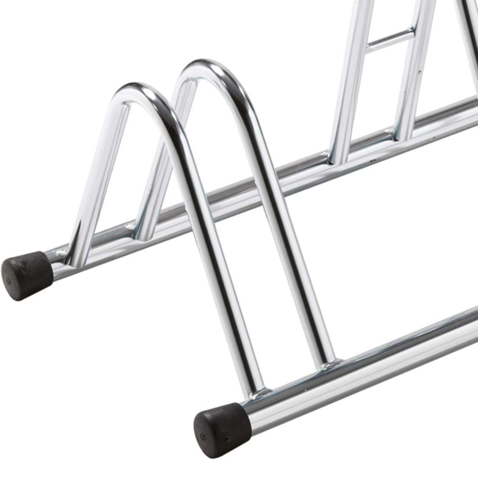 Andrys Rastrelliera Bici 4 Posti Alto/Basso Ruote 6cm Zincato Argento