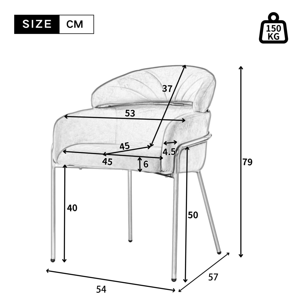 Sedia da pranzo in velluto rosa con gambe in metallo; 59;69 x 59;69 x 55;88 cm