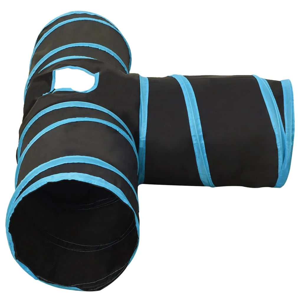 Tunnel per gatti a 3 vie 90 cm poliestere nero e blu 02_0005206