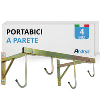 Andrys Porta Bici Muro 4 Posti con Ganci Smontabile Zincato Oro