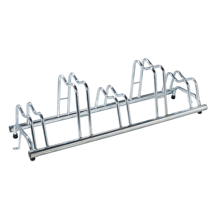 Andrys Rastrelliera Bici 5 Posti con Staffe e Tappi Alto/Basso Zincato Argento