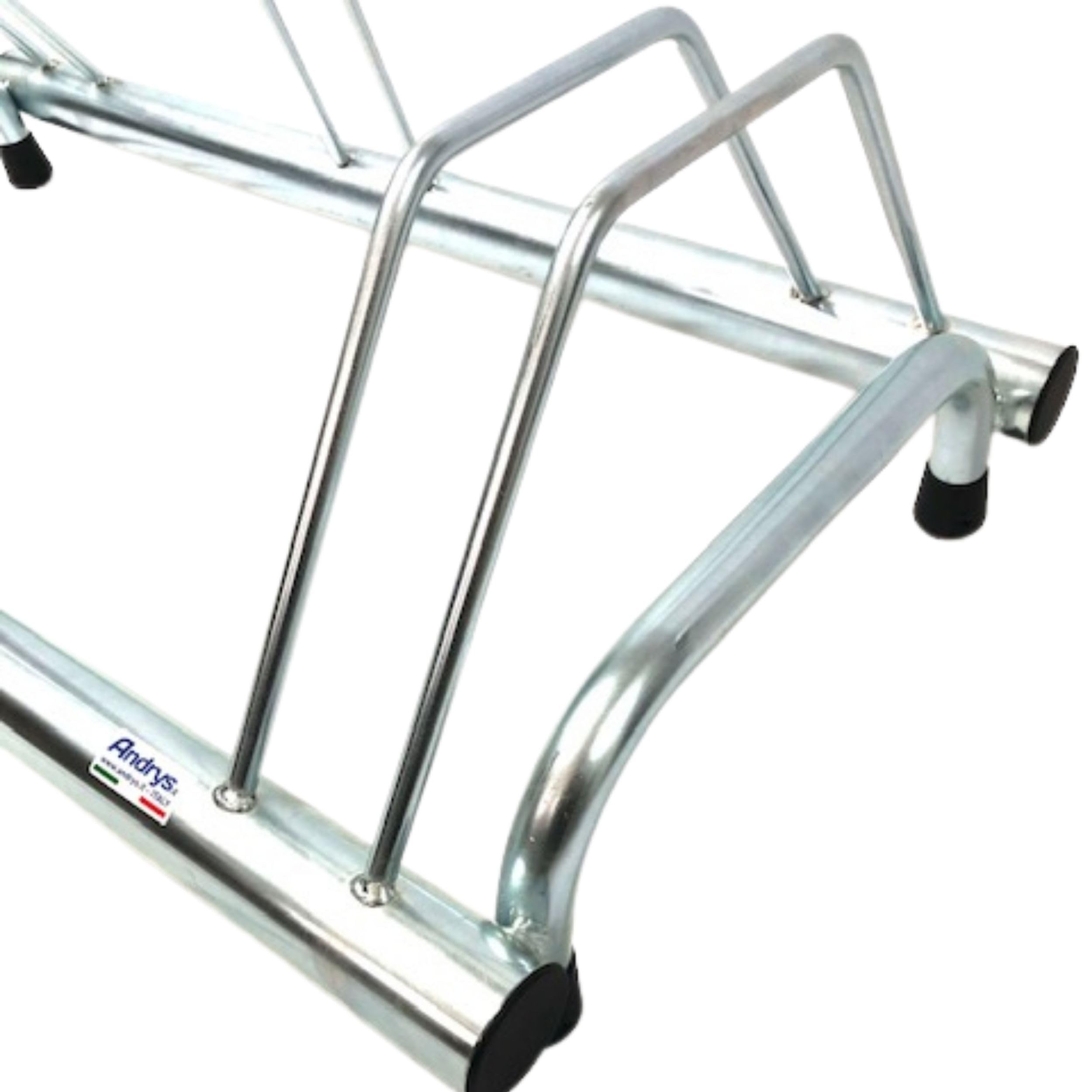 Andrys Rastrelliera Biciclette 3 Posti con Tappi - Argento