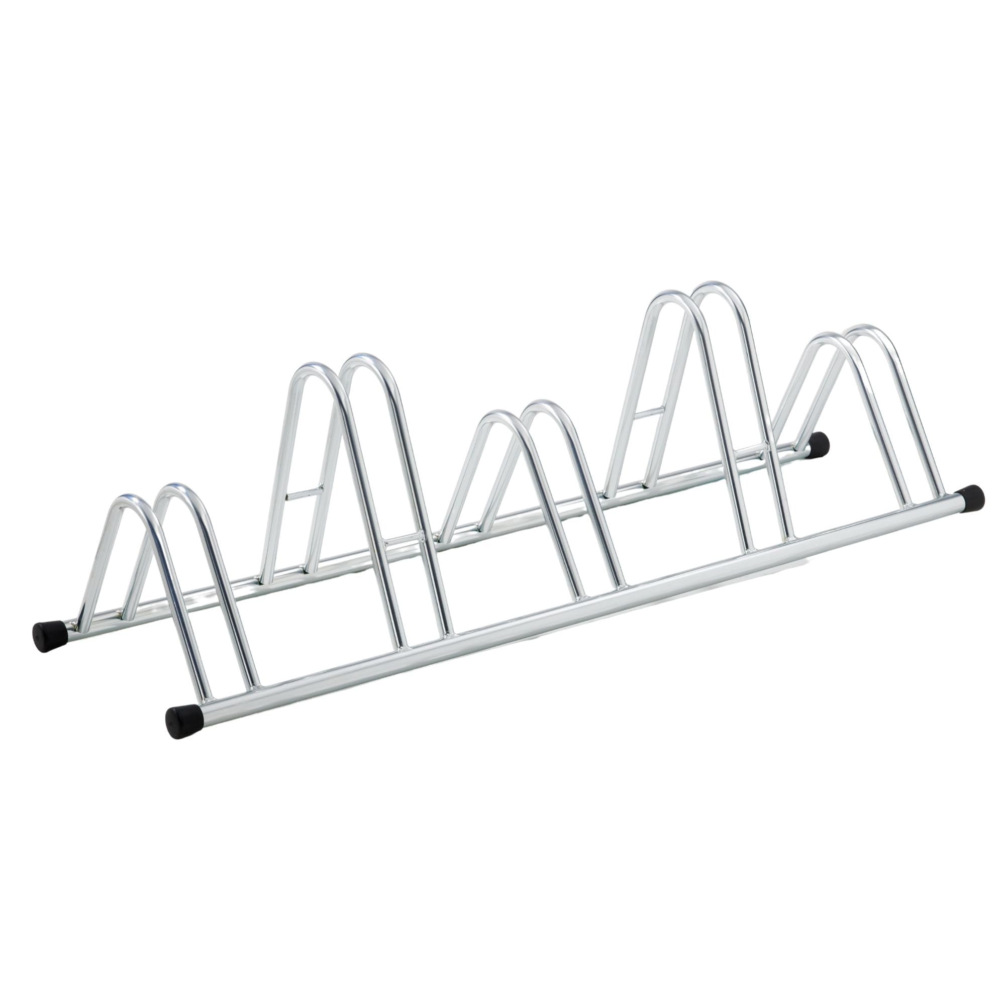 Andrys Rastrelliera Bici 5 Posti Alto/Basso Ruote 6cm Zincato Argento