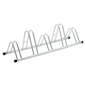 Andrys Rastrelliera Bici 5 Posti Alto/Basso Ruote 6cm Zincato Argento