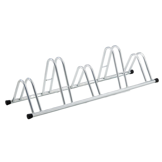 Andrys Rastrelliera Bici 5 Posti Alto/Basso Ruote 6cm Zincato Argento