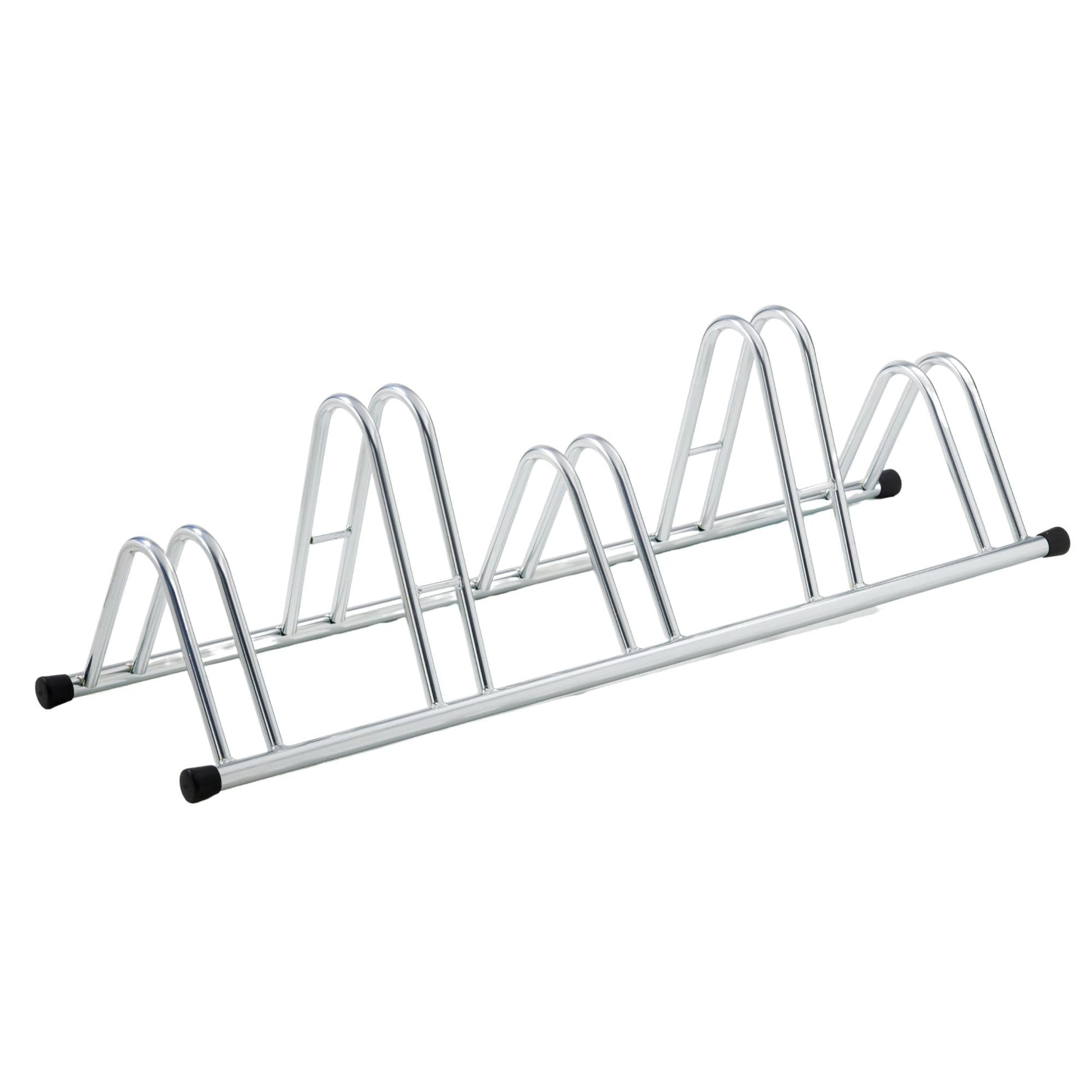 Andrys Rastrelliera Bici 5 Posti Alto/Basso Ruote 6cm Zincato Argento