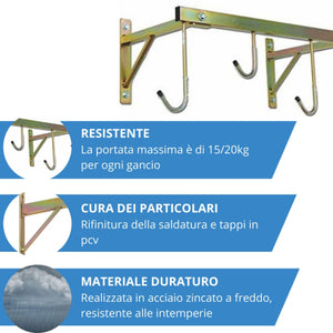 Andrys Porta Bici Muro 4 Posti con Ganci Smontabile Zincato Oro
