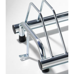 Andrys Rastrelliera Bici 5 Posti con Tappi PVC Alto/Basso Zincato Argento