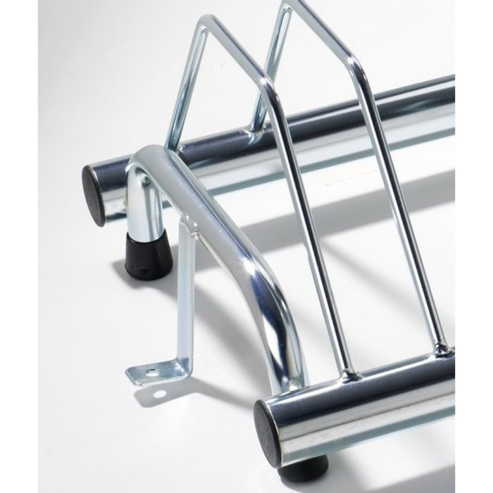 Andrys Rastrelliera Bici 5 Posti con Tappi PVC Alto/Basso Zincato Argento