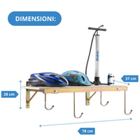 Andrys Porta Bici Muro 4 Posti con Ganci e Mensola Smontabile Oro