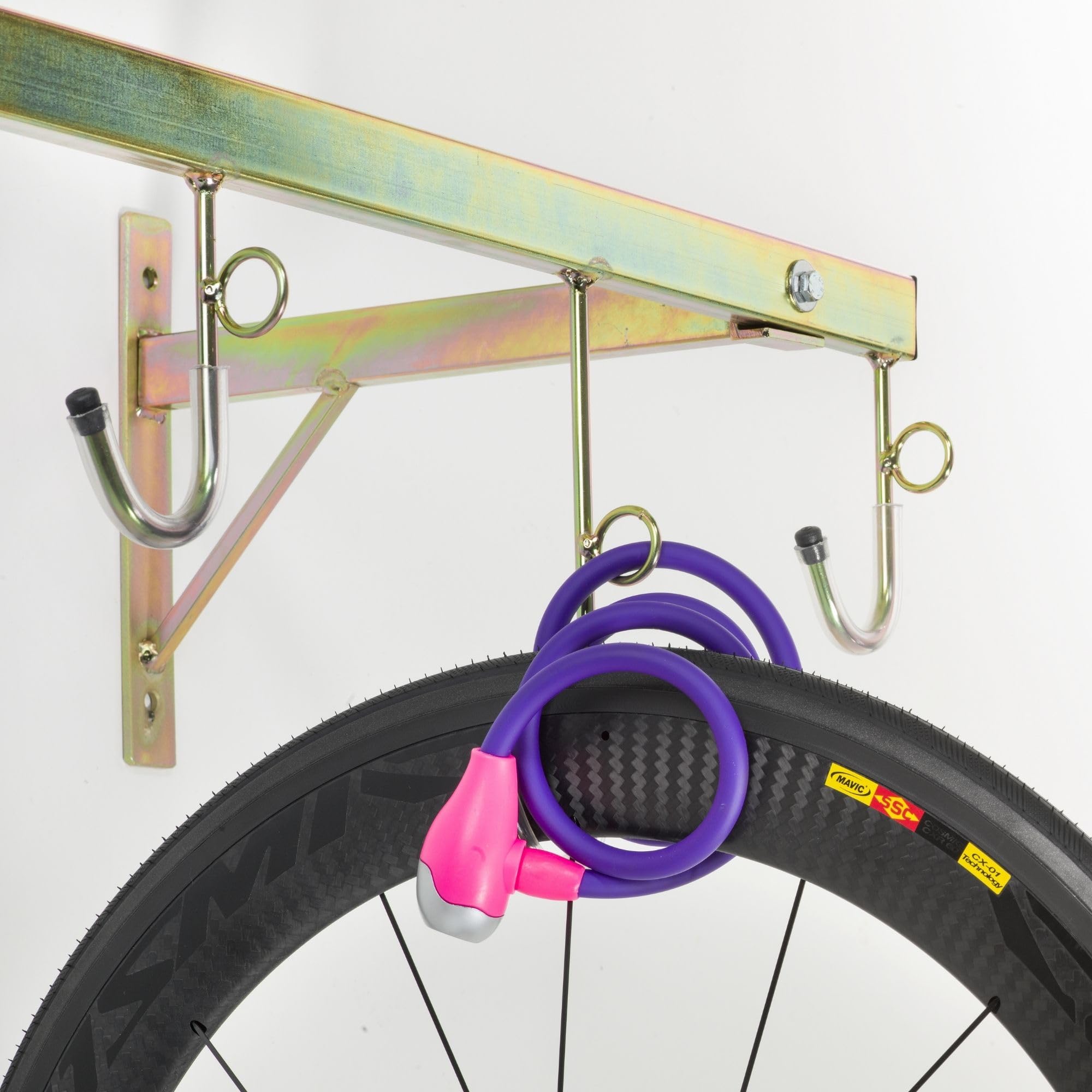 Andrys Porta Bici Muro 6 Posti con Ganci e Anelli Smontabile Oro