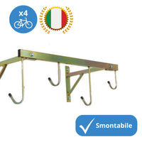 Andrys Porta Bici Muro 4 Posti con Ganci Smontabile Zincato Oro