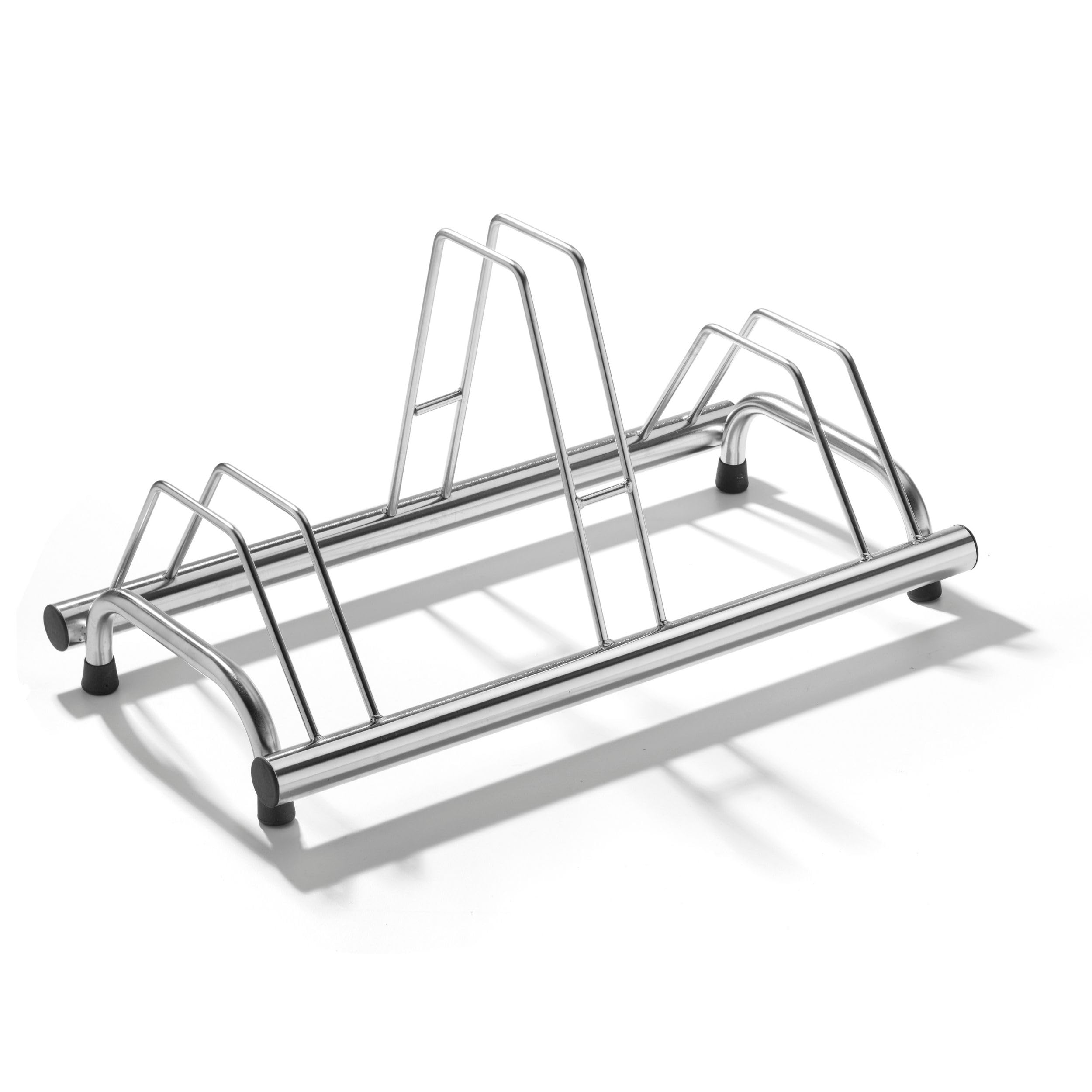 Andrys Rastrelliera Bici 3 Posti con Tappi PVC Alto/Basso Acciaio Inox