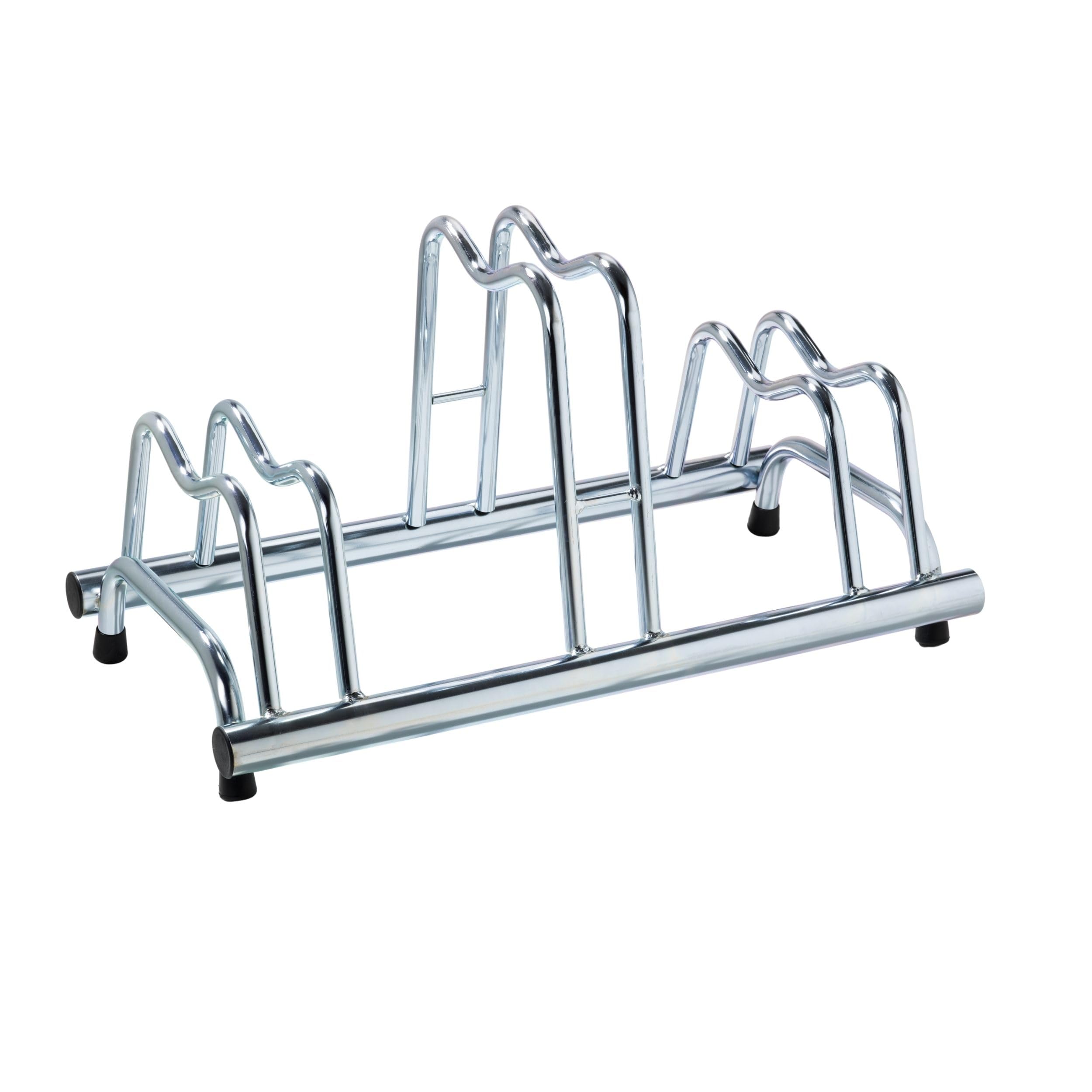 Andrys Rastrelliera Bici 3 Posti con Tappi Alto/Basso Zincato Argento