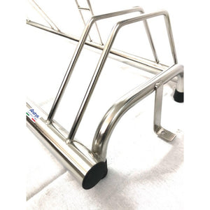 Andrys Rastrelliera Bici 3 Posti con Tappi PVC Alto/Basso Acciaio Inox