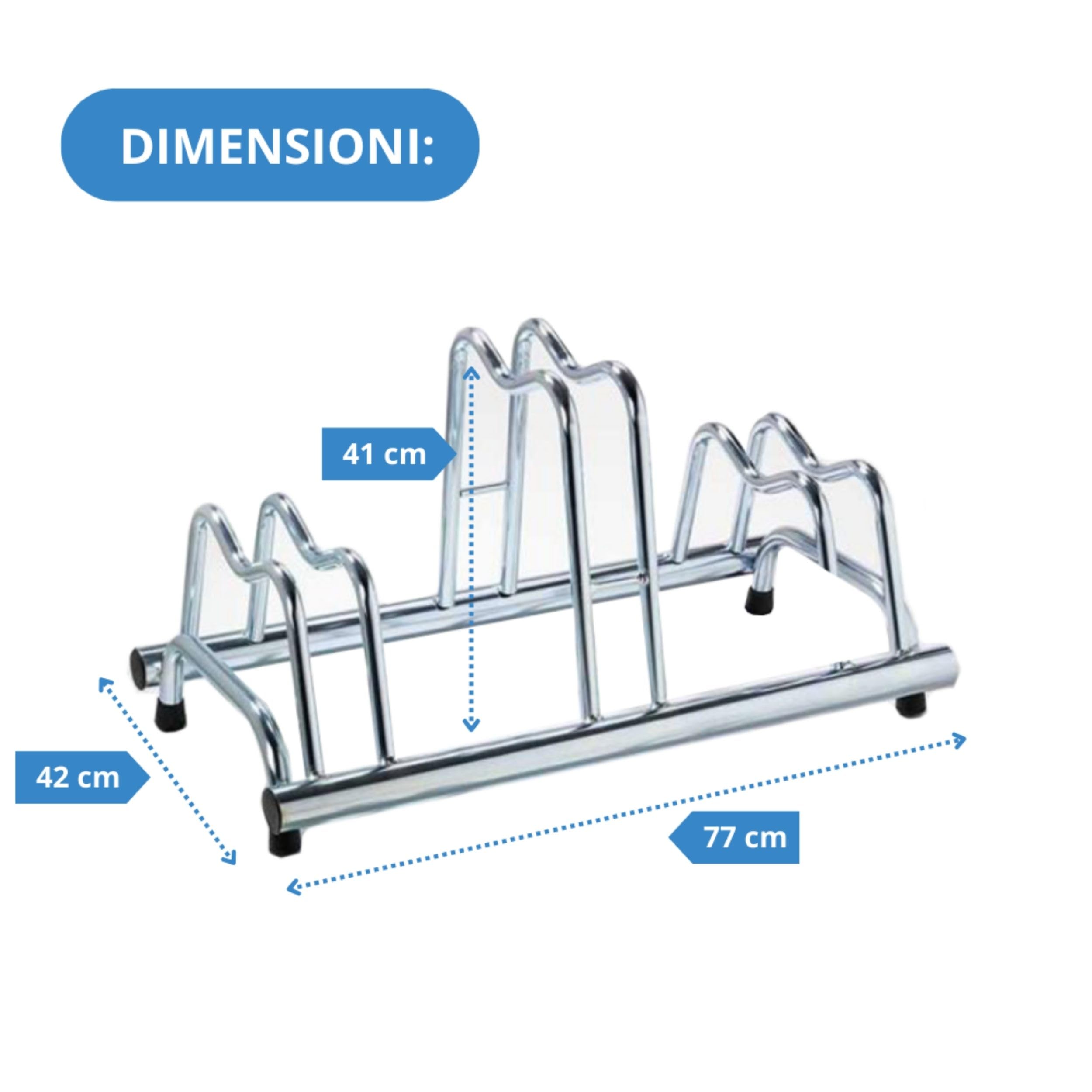 Andrys Rastrelliera Bici 3 Posti con Tappi Alto/Basso Zincato Argento