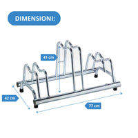 Andrys Rastrelliera Bici 3 Posti con Tappi Alto/Basso Zincato Argento