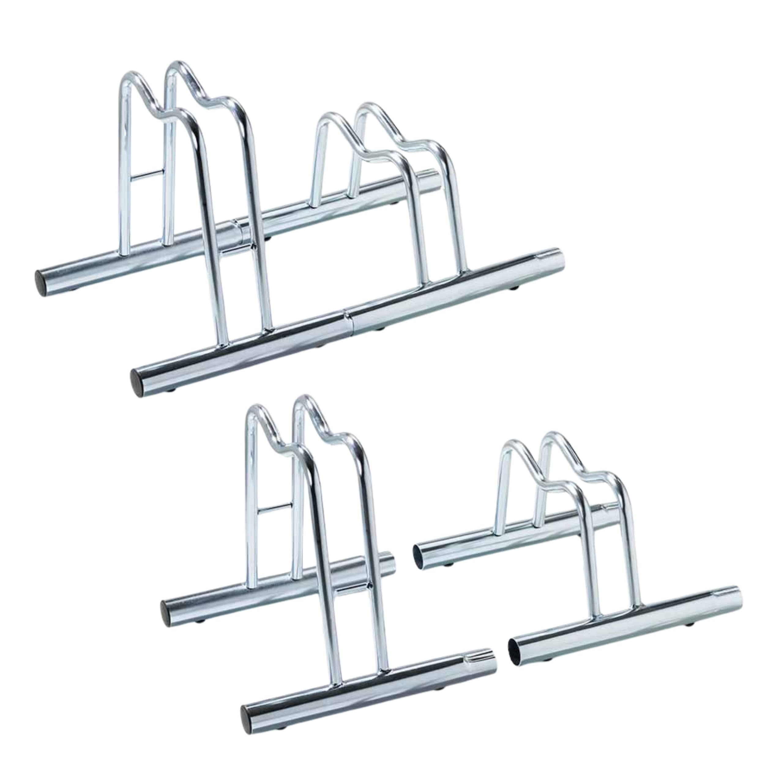 Andrys Rastrelliera Bici 1 Posto Modulabile Alto con Tappi PVC Argento