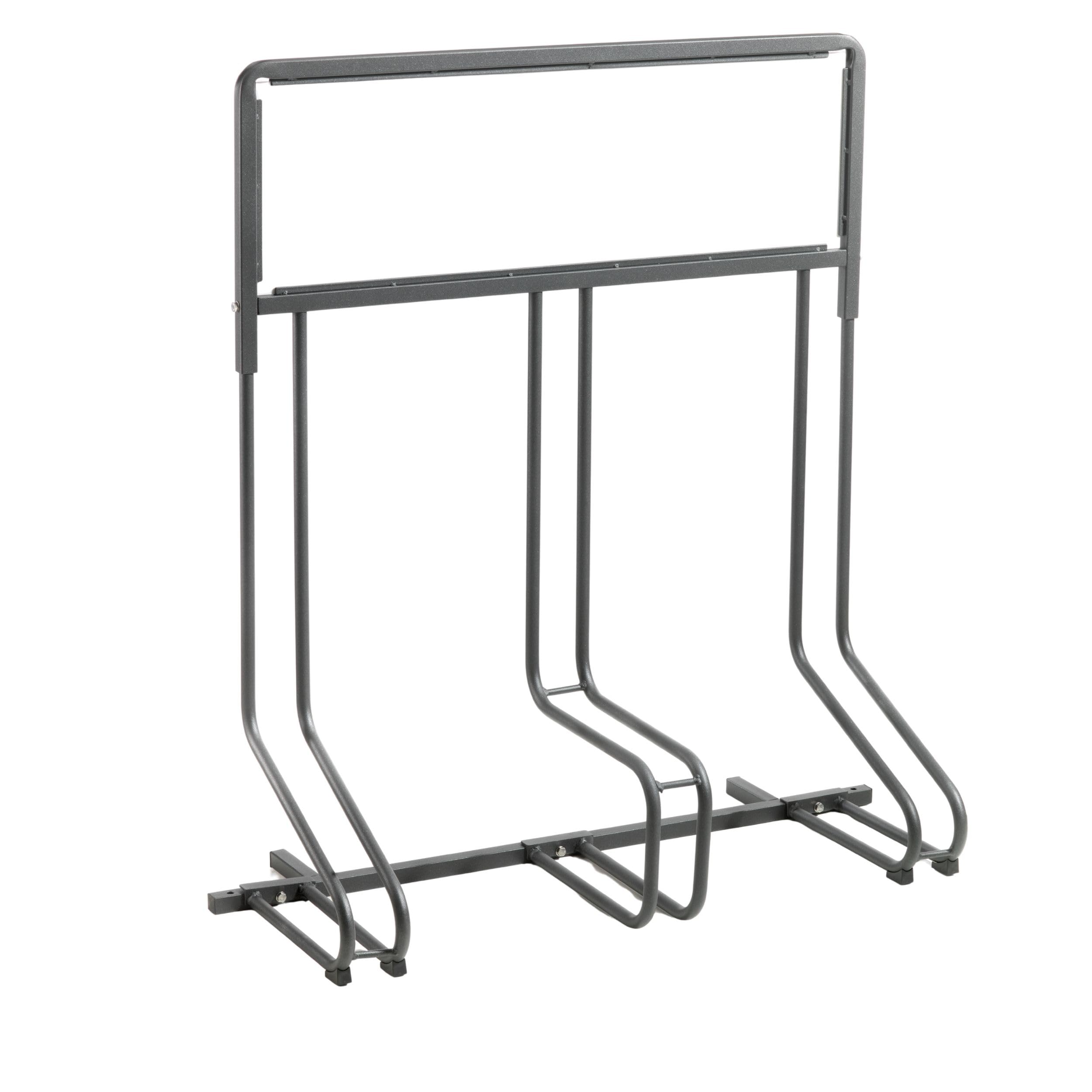 Andrys Rastrelliera Bici 3 Posti con Cartello PVC Nero Zincato Verniciato