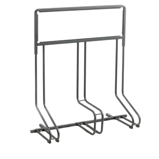 Andrys Rastrelliera Bici 3 Posti con Cartello PVC Nero Zincato Verniciato