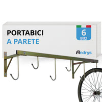Andrys Porta Bici Muro 6 Posti con Ganci Smontabile Zincato Oro