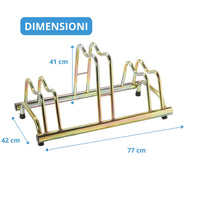 Andrys Rastrelliera Bici 3 Posti con Tappi Alto/Basso Zincato Tropical Oro