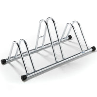 Andrys Rastrelliera Bici 3 Posti Alto/Basso Ruote 6cm Zincato Argento