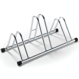 Andrys Rastrelliera Bici 3 Posti Alto/Basso Ruote 6cm Zincato Argento