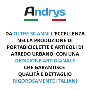 Andrys Rastrelliera Bici 1 Posto con Tappi Ruote 3cm 40x43x47 Nero