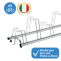 Andrys Rastrelliera Bici 5 Posti Alto/Basso per Freni a Disco Zincato Argento