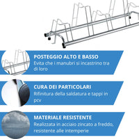 Andrys Rastrelliera Bici 5 Posti Alto/Basso per Freni a Disco Zincato Argento