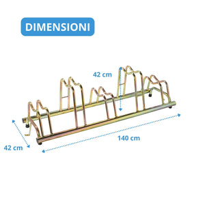 Andrys Rastrelliera Bici 5 Posti con Staffe e Tappi Alto/Basso Tropical Oro