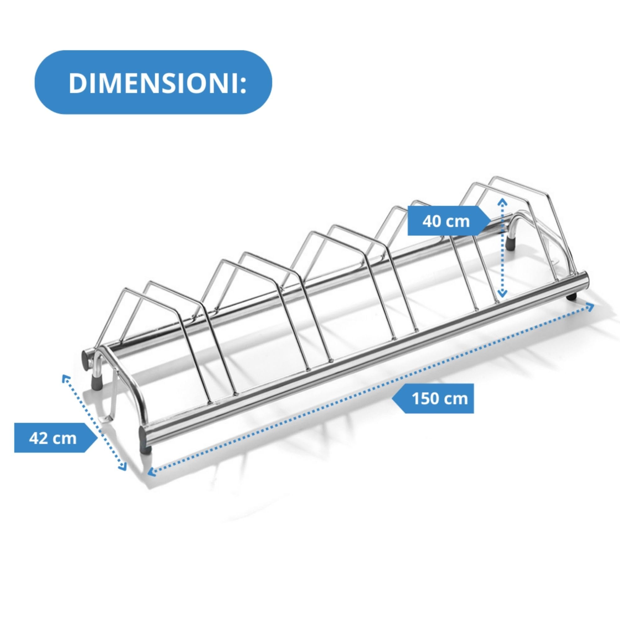 Andrys Rastrelliera Bici 5 Posti Inclinato 30° Acciaio Zincato Argento
