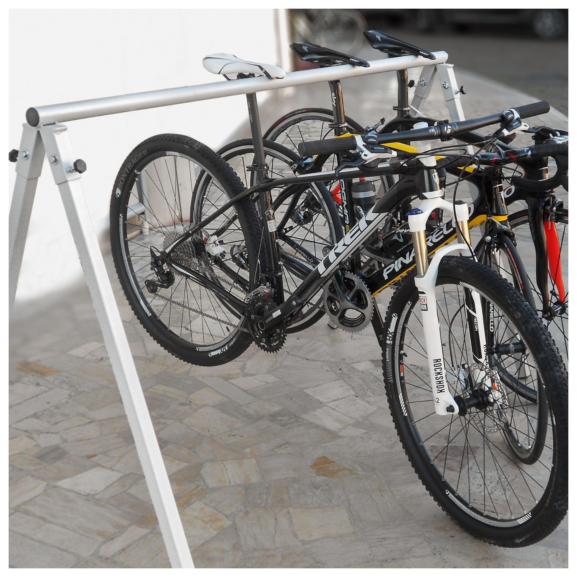 Andrys Espositore da Terra Bici 5 Posti Acciaio Verniciato Grigio