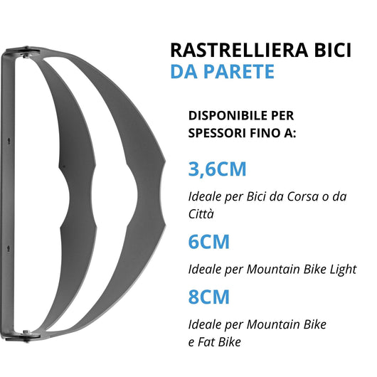 Andrys Porta Bici Muro Pieghevole 1 Posto Ruote 6cm Nero Smontabile