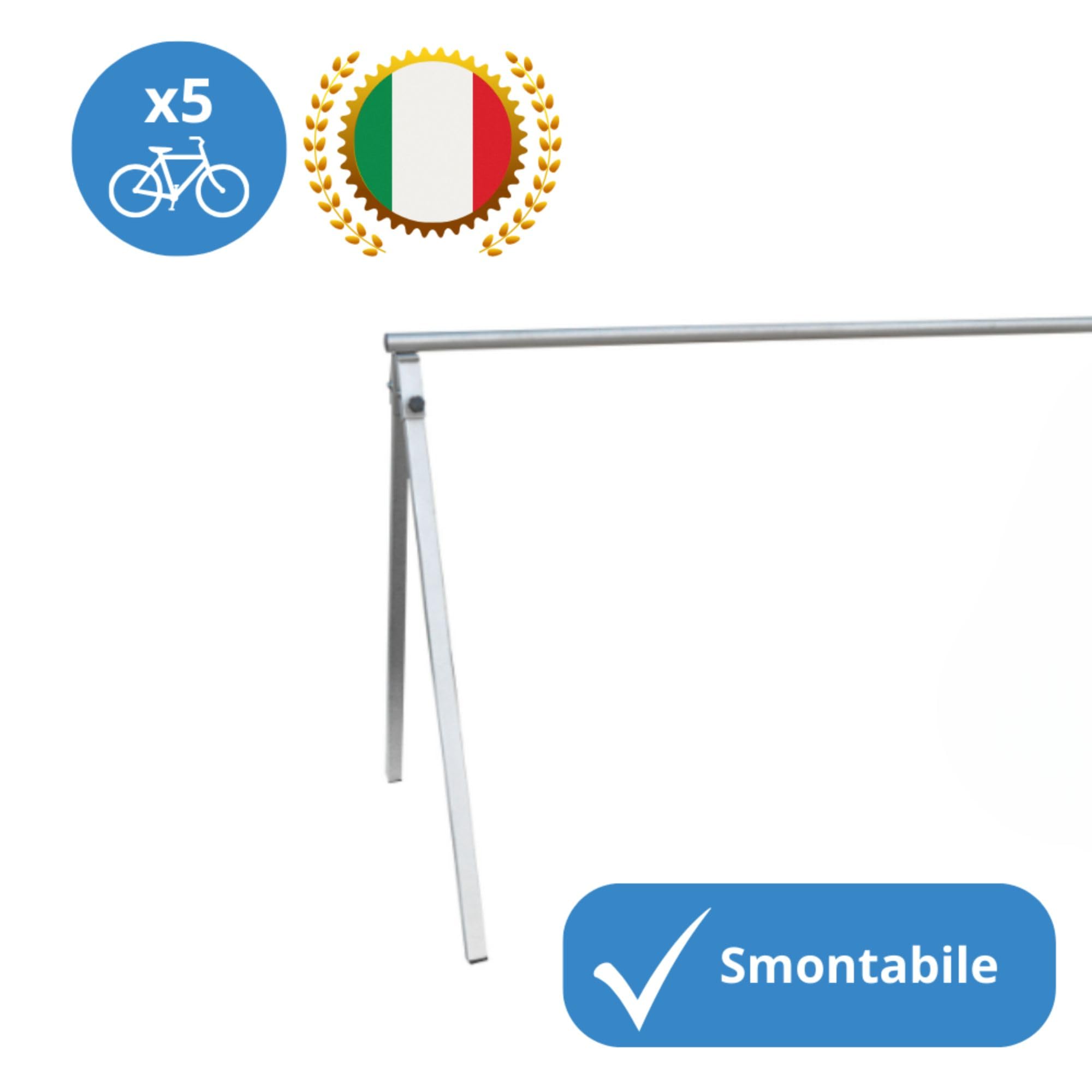 Andrys Espositore da Terra Bici 5 Posti Acciaio Verniciato Grigio