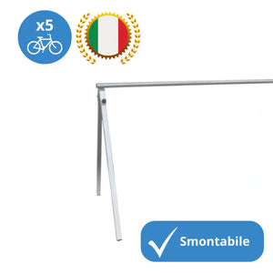 Andrys Espositore da Terra Bici 5 Posti Acciaio Verniciato Grigio