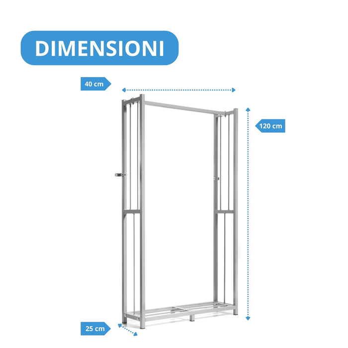 Andrys Porta Legna in Acciaio 100x30x180 cm
