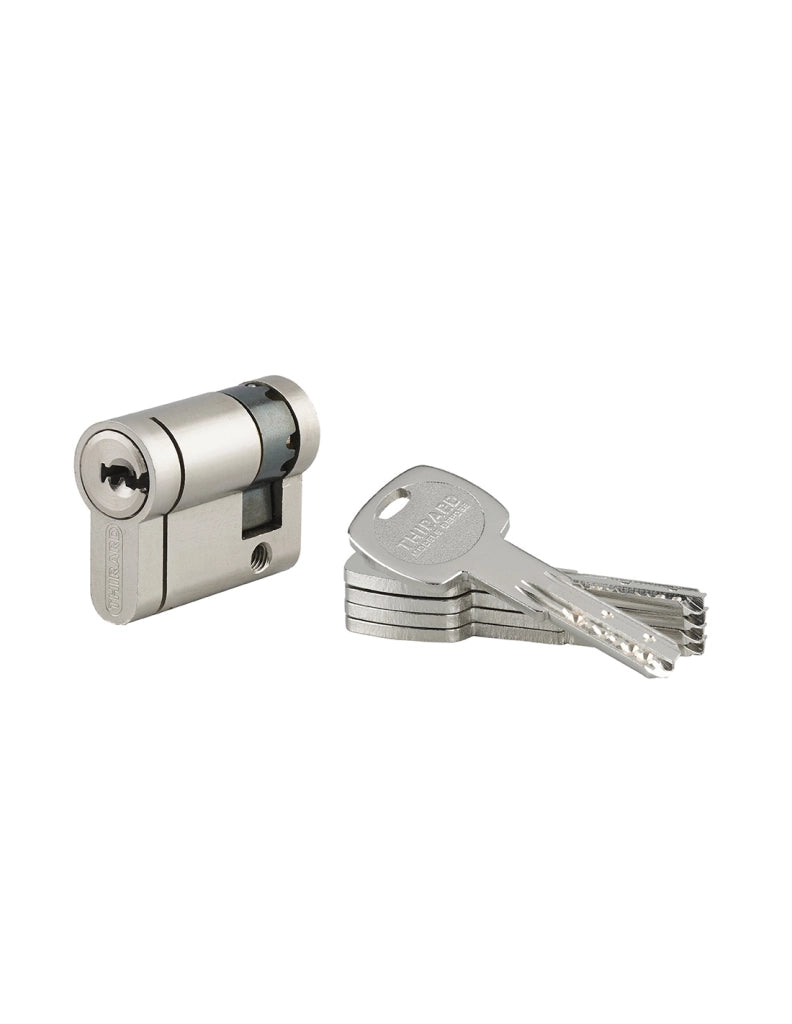 Semicilindro europeo 30 x 10 mm, nichelato, camma orientabile, 4 chiavi – THIRARD
