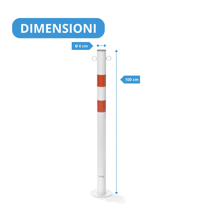 Andrys Paletto Parapedonale Verniciato Bianco con Piastra e Anelli H100