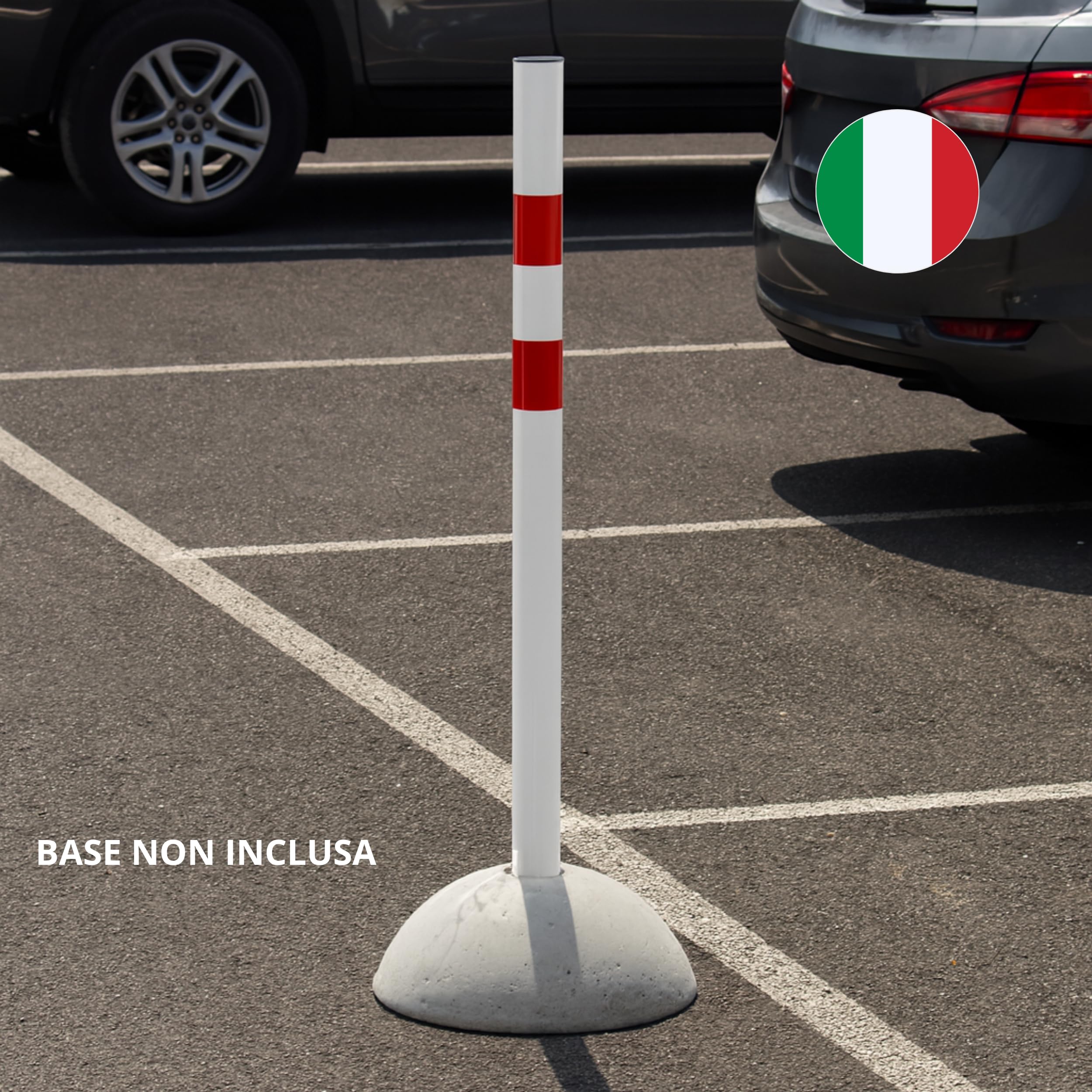 Andrys Paletto Segnaletico senza Anelli Diametro 6cm Altezzi 120cm Bianco/Rosso