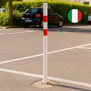 Andrys Paletto Segnaletico con Anelli Diametro 6cm Altezzi 120cm Bianco/Rosso